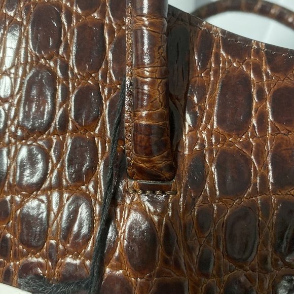 Little Liffner Tulip Croc-Embossed Leather Tote small - Cognac - Picture 7 of 11